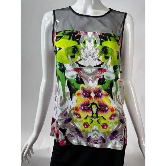 Prabal Gurung For Target Floral Kaleidoscope Sleeveless Top S/p With Sheer Mesh - Picture 1 of 16
